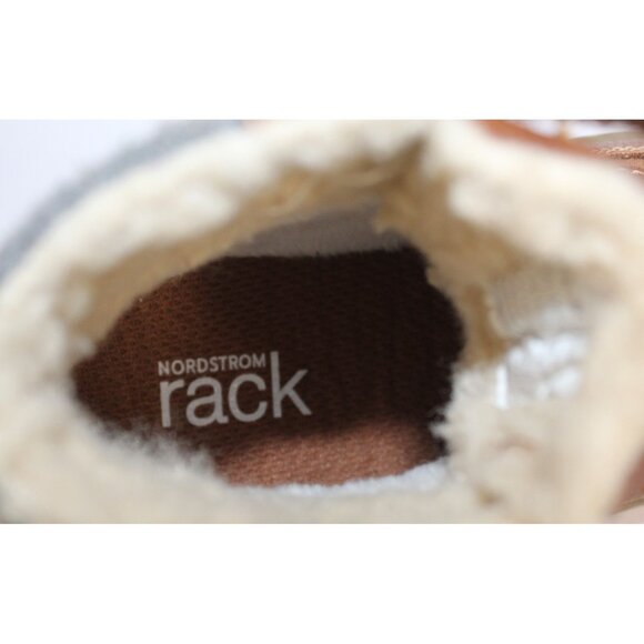 Nordstrom Rack Max & Jake Ankle Boots Size 6M Brown Sherpa Hook and Loop Lace Up - Picture 6 of 8